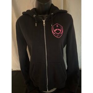 Nike Womens Black Pink Rise and Unite Football Breast Cancer Full Zip Hoodie Med
